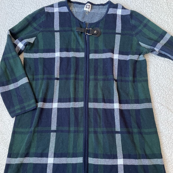 Ann Klein plaid long sweater - Picture 2 of 9